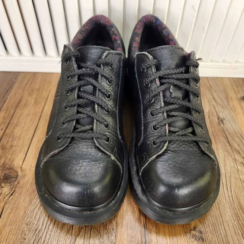 Dr Martens Keani Oxford Shoes Womens Sz 7 Black Leather Chunky Lace Up Platform